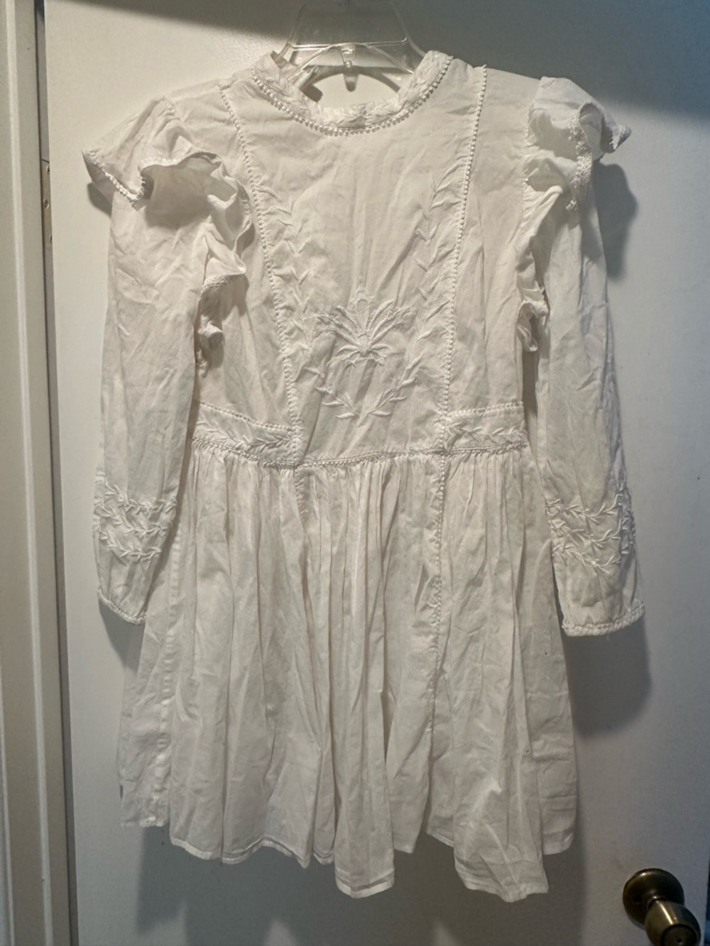 Banana Republic Esme Embroidered Dress in White Mini Long Sleeve Size XS